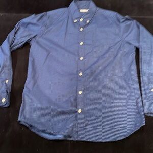 Gap long sleeve Oxford/polo, slim fit, size L, black with blue polka dots